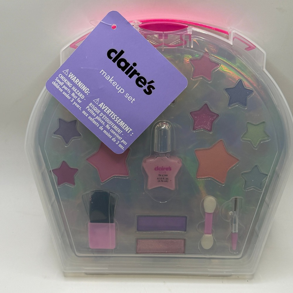 Claire's OS Kids Makeup Set Holographic Star Case Y2K Aesthetic Glam Sparkle